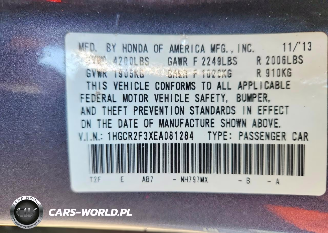 2014 Honda Accord Lx VIN:1HGCR2F3XEA081284 - 13
