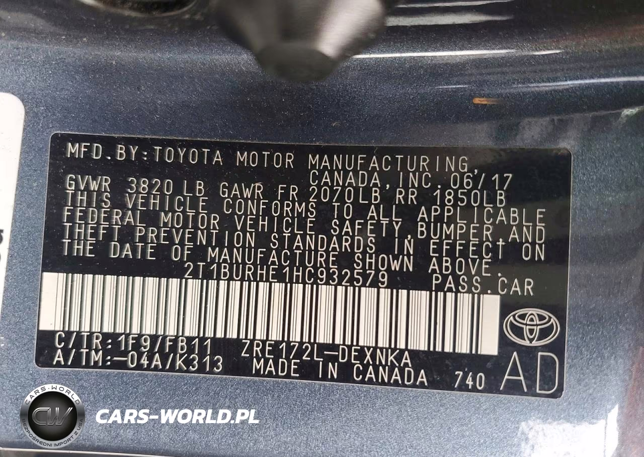 2017 Toyota Corolla Le VIN:2T1BURHE1HC932579 - 12