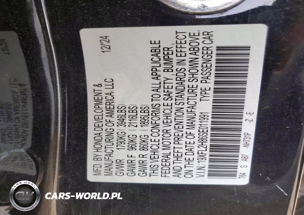 2025 Honda Civic Sport VIN:19XFL2H86SE011991 - 12