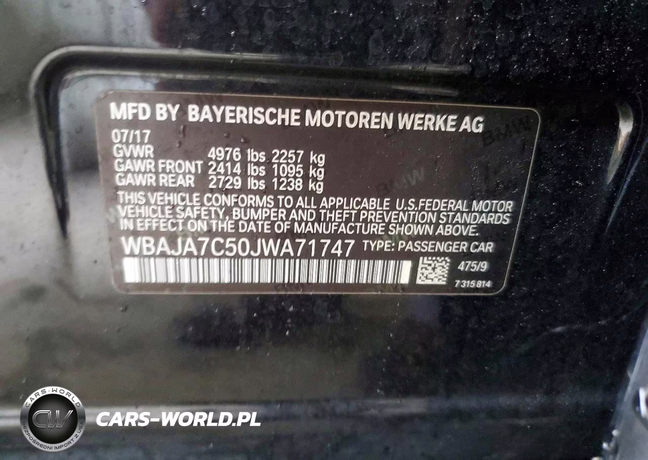 2018 BMW 530 Xi VIN:WBAJA7C50JWA71747 - 12