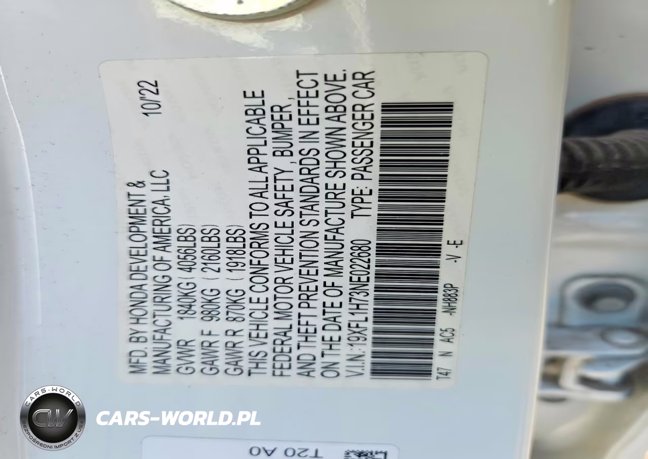 2022 Honda Civic Exl VIN:19XFL1H73NE022680 - 12