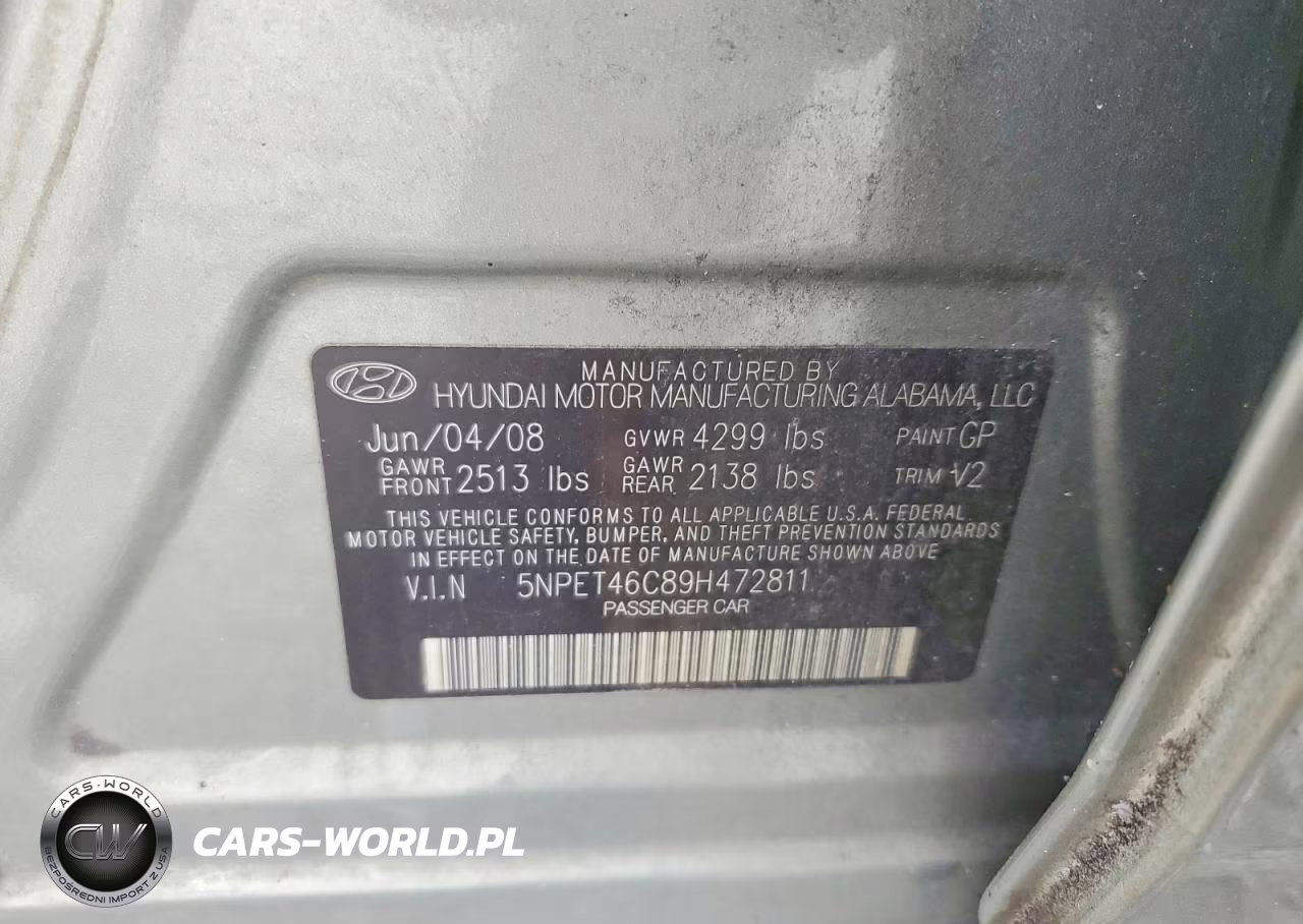 2009 Hyundai Sonata Gls VIN:5NPET46C89H472811 - 12
