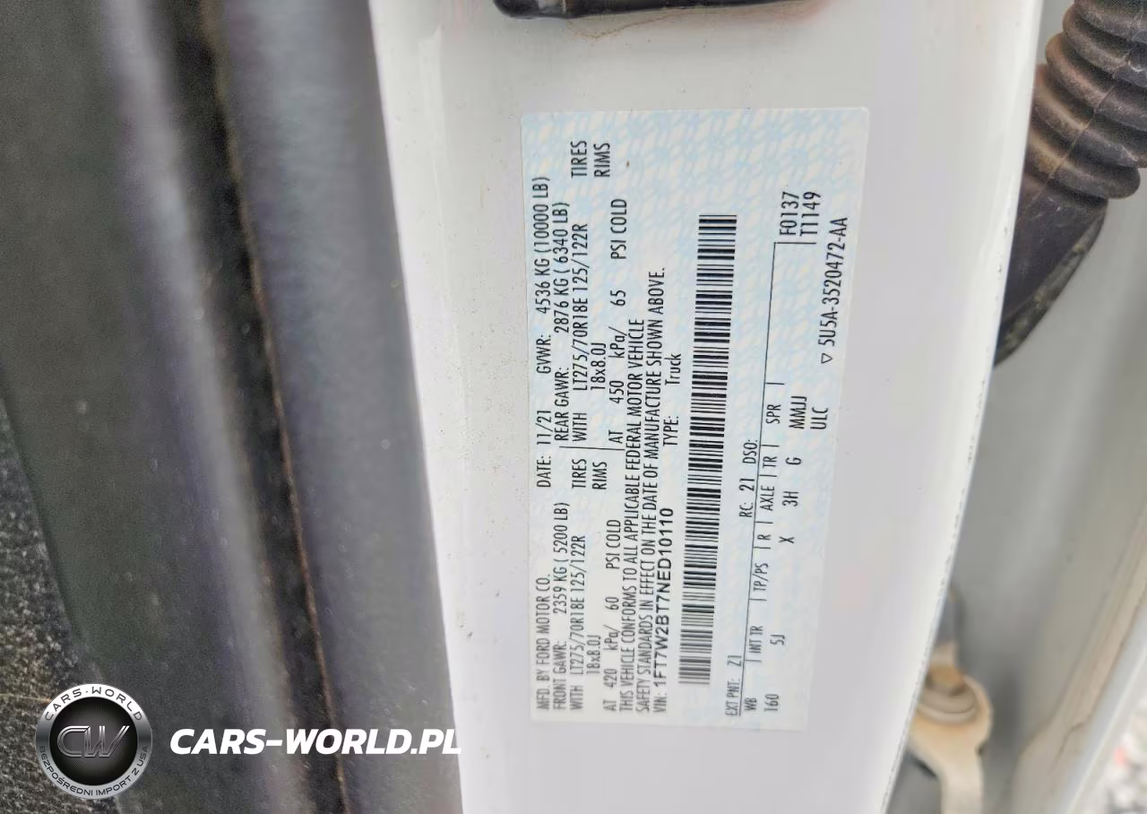 2022 Ford F250 Super Duty VIN:1FT7W2BT7NED10110 - 12