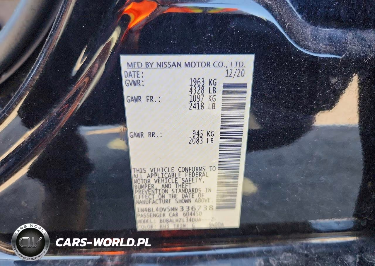 2021 Nissan Altima Sv VIN:1N4BL4DV5MN336738 - 12