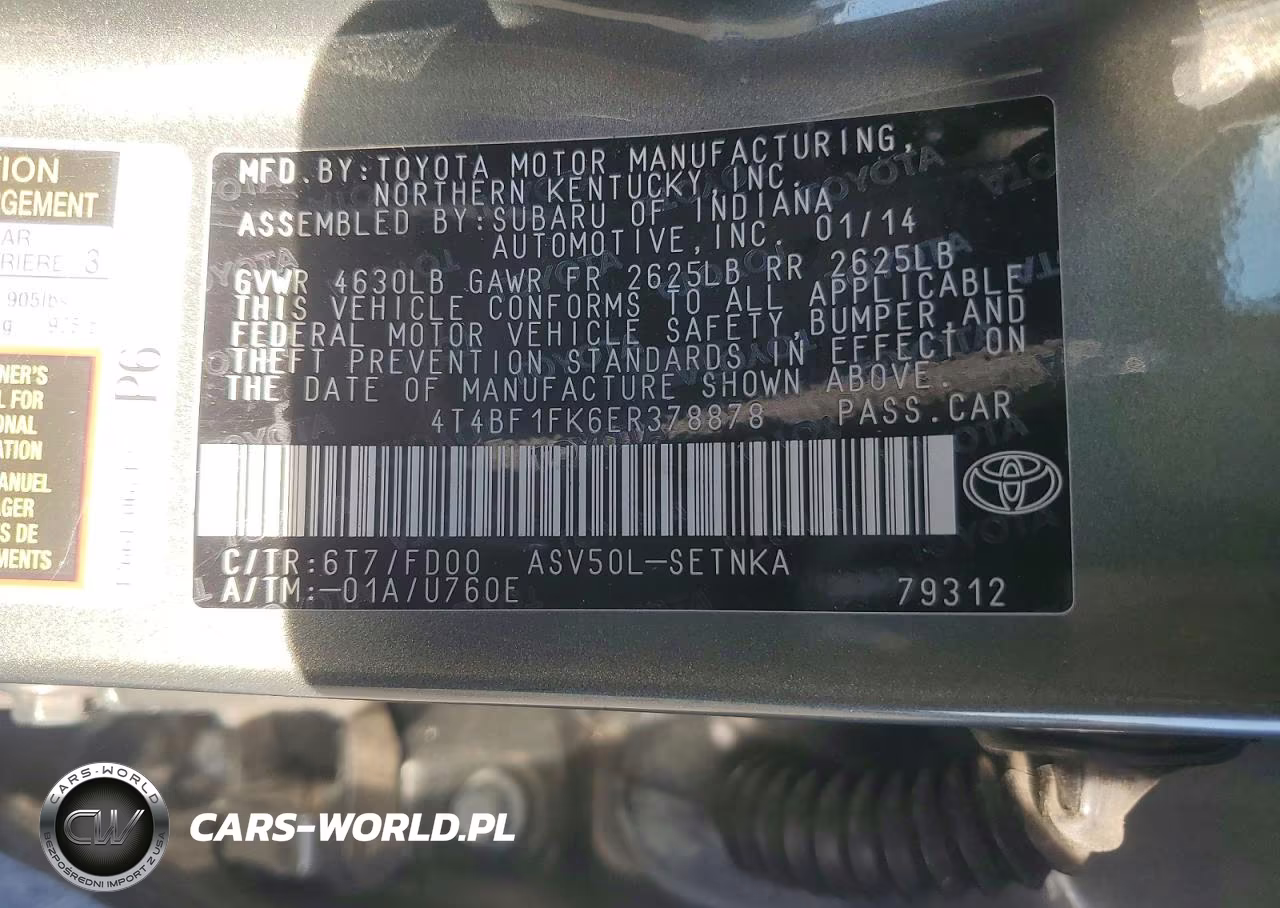 2014 Toyota Camry Le VIN:4T4BF1FK6ER378878 - 12