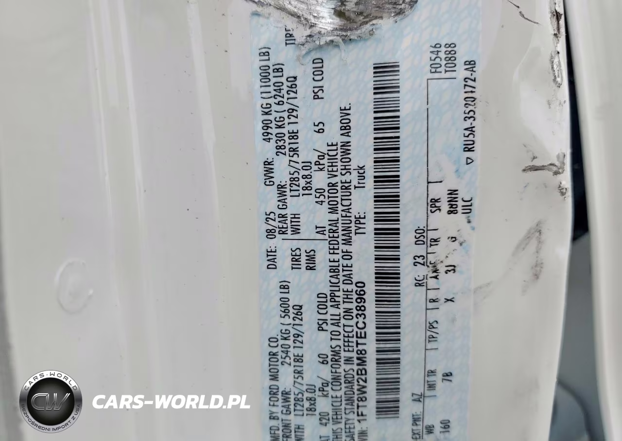 2026 Ford F250 Super Duty VIN:1FT8W2BM8TEC38960 - 12