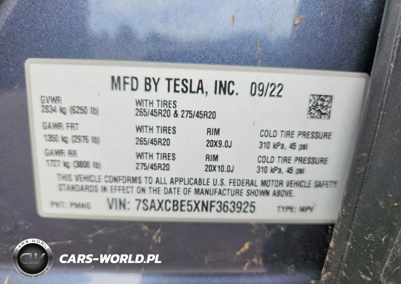 2022 Tesla Model X VIN:7SAXCBE5XNF363925 - 12