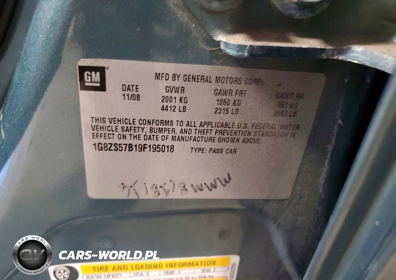 2009 Saturn Aura Xe VIN:1G8ZS57B19F195018 - 12