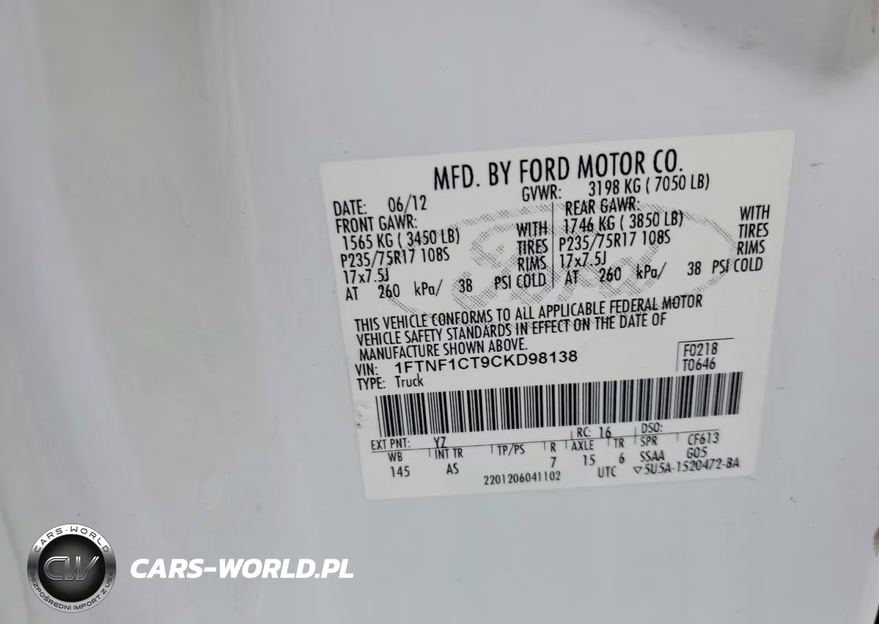 2012 Ford F150 VIN:1FTNF1CT9CKD98138 - 12