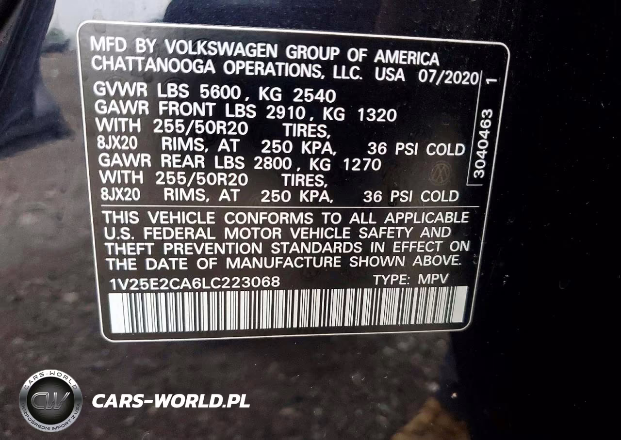 2020 Volkswagen Atlas Cross Sport Se VIN:1V25E2CA6LC223068 - 14