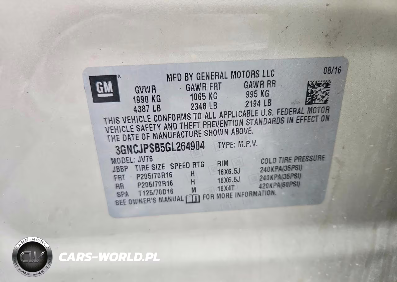 2016 Chevrolet Trax 1Lt VIN:3GNCJPSB5GL264904 - 12