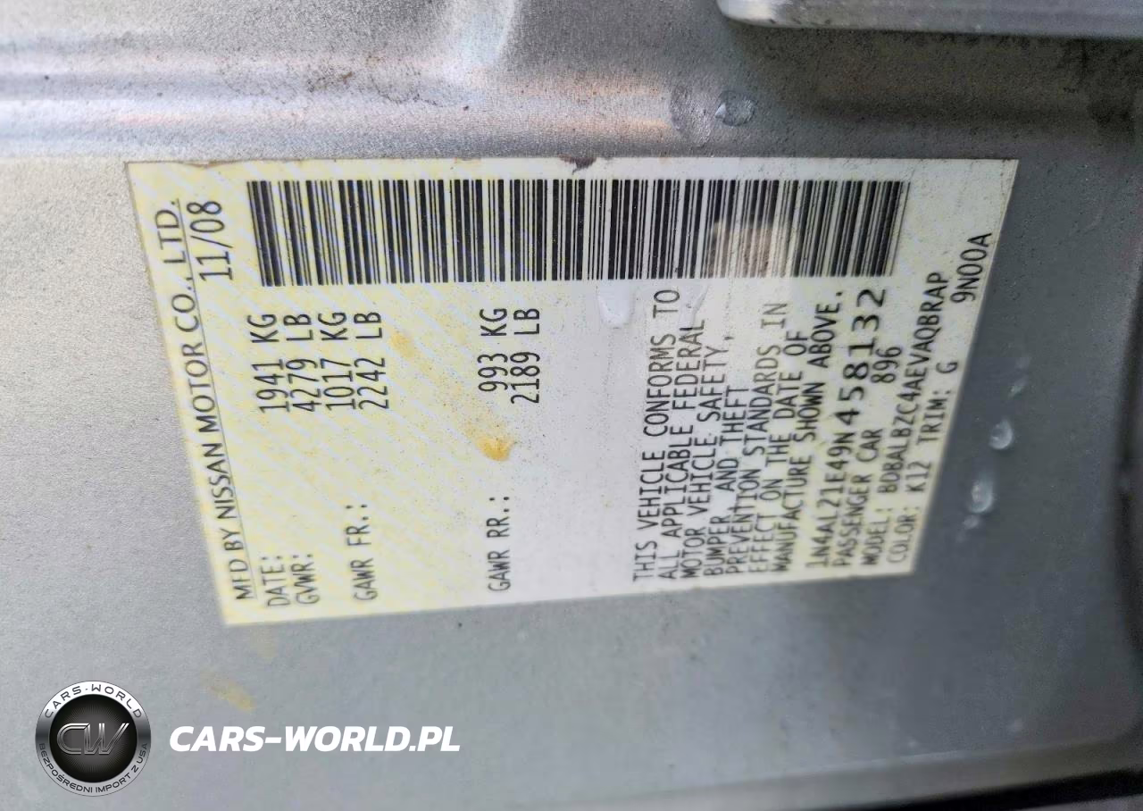 2009 Nissan Altima 2.5 VIN:1N4AL21E49N458132 - 12