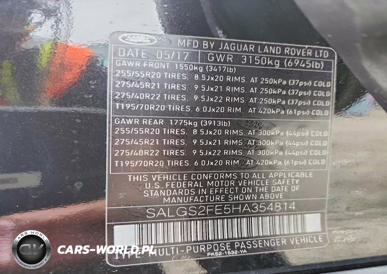 2017 Land Rover Range Rover Supercharged VIN:SALGS2FE5HA354814 - 14