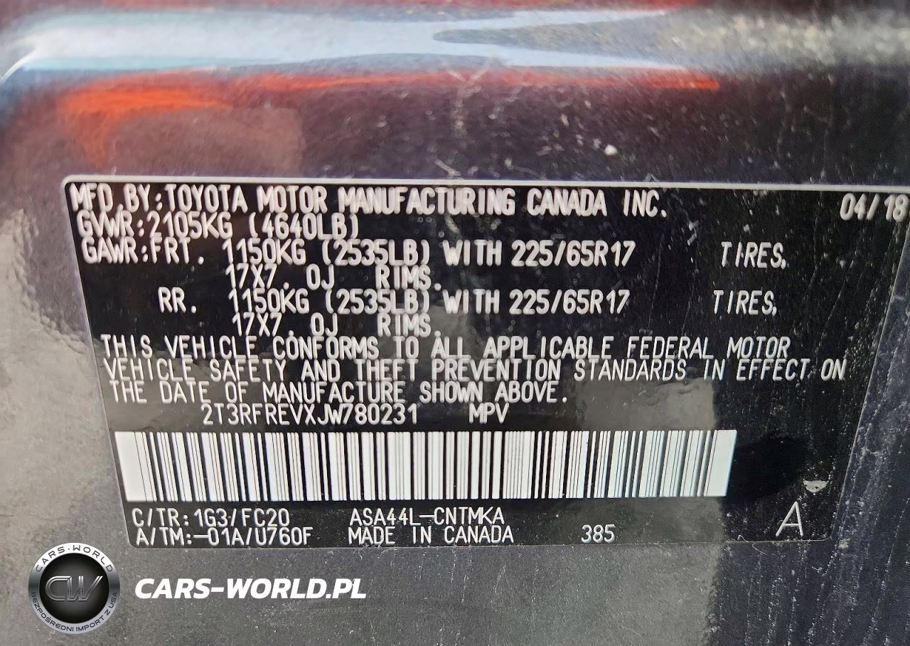 2018 Toyota Rav4 Xle VIN:2T3RFREVXJW780231 - 13