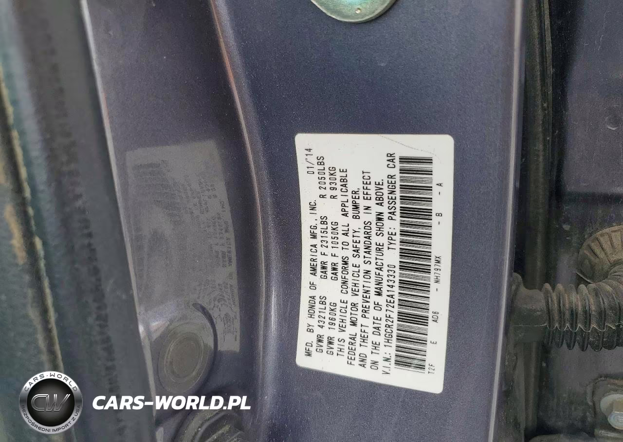 2014 Honda Accord Ex VIN:1HGCR2F72EA143330 - 13