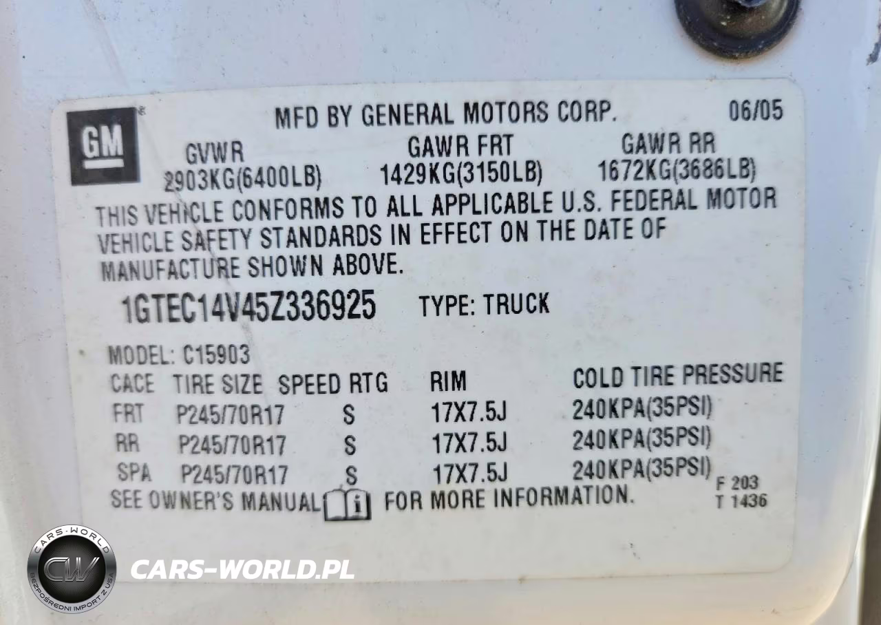 2005 GMC New Sierra C1500 VIN:1GTEC14V45Z336925 - 12
