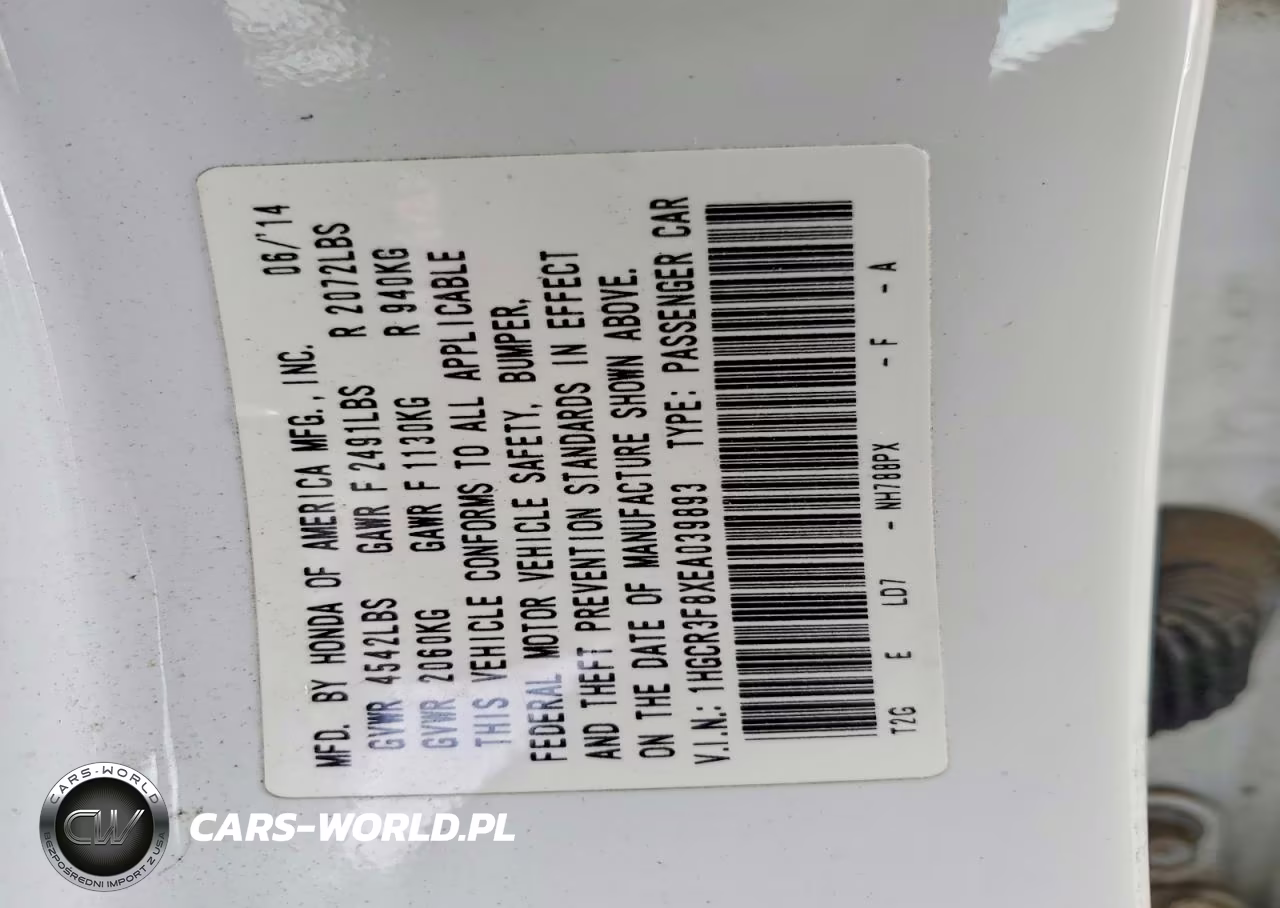 2014 Honda Accord Exl VIN:1HGCR3F8XEA039893 - 12