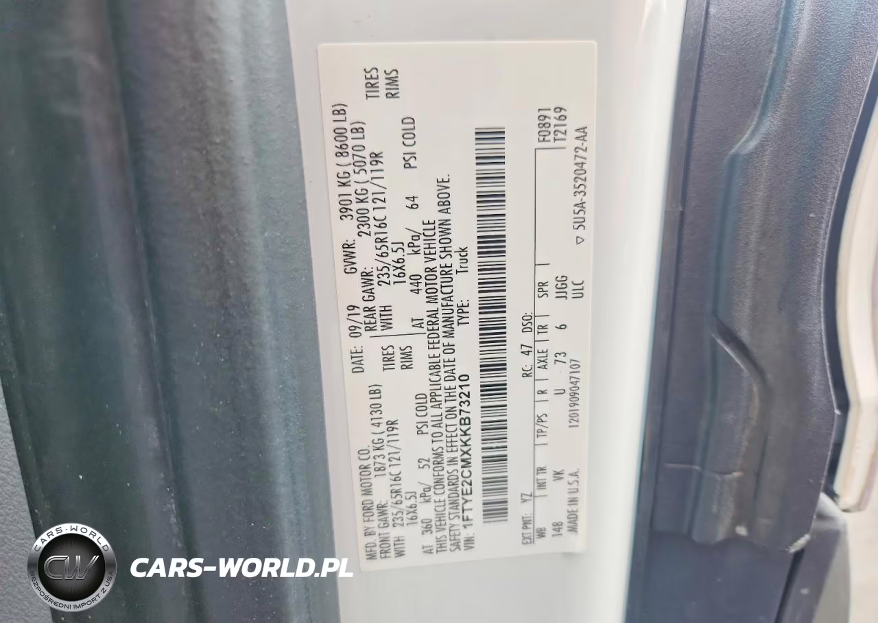2019 Ford Transit T-150 VIN:1FTYE2CMXKKB73210 - 13