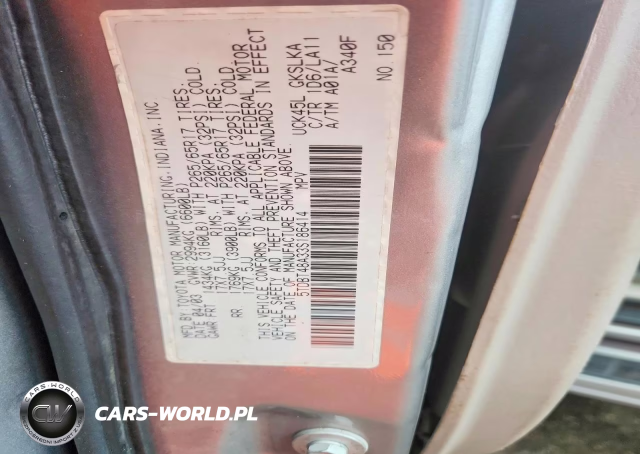 2003 Toyota Sequoia Limited VIN:5TDBT48A33S186414 - 13