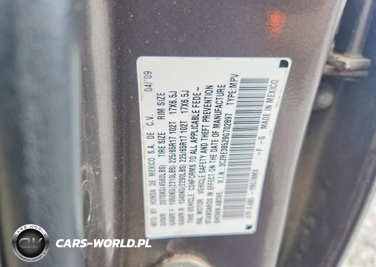 2009 Honda Cr-V Ex VIN:3CZRE38529G702897 - 13