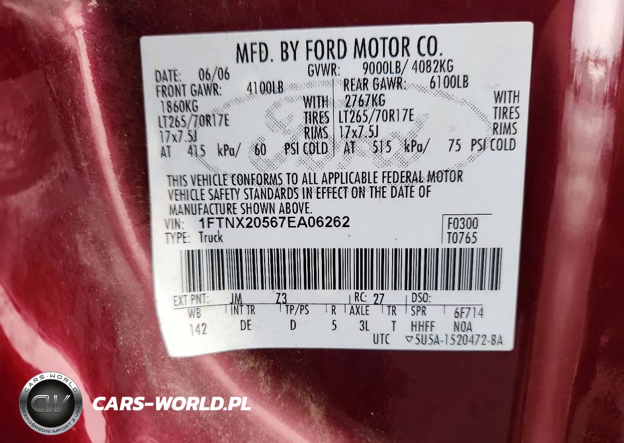 2007 Ford F250 Super Duty VIN:1FTNX20567EA06262 - 12