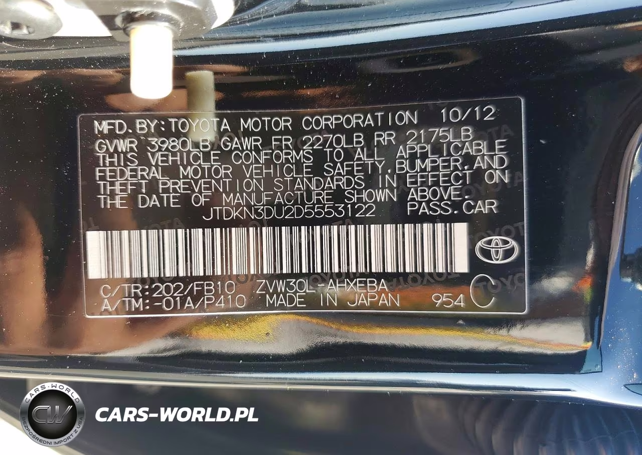 2013 Toyota Prius Two VIN:JTDKN3DU2D5553122 - 12