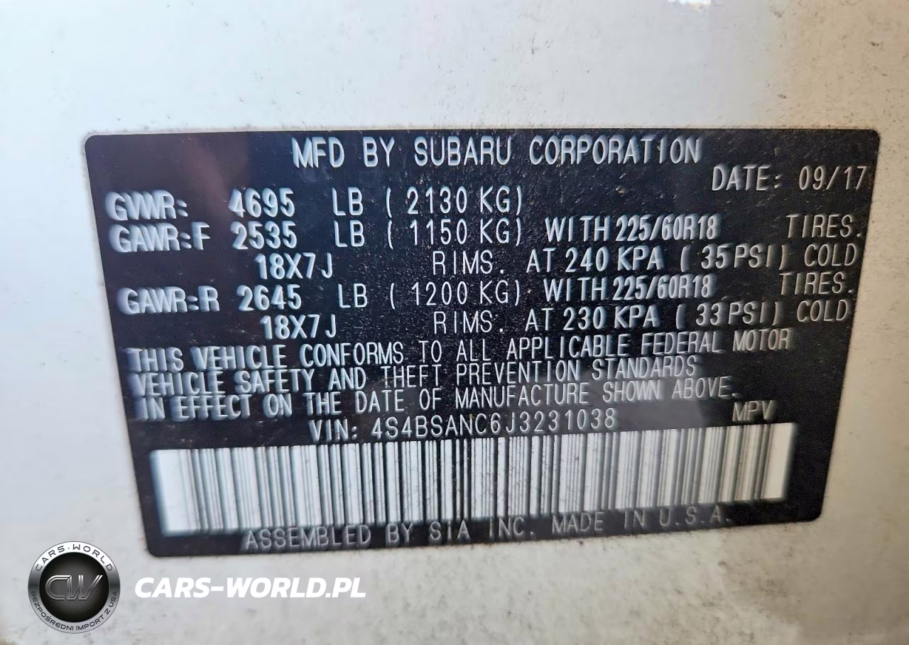 2018 Subaru Outback 2.5I Limited VIN:4S4BSANC6J3231038 - 13