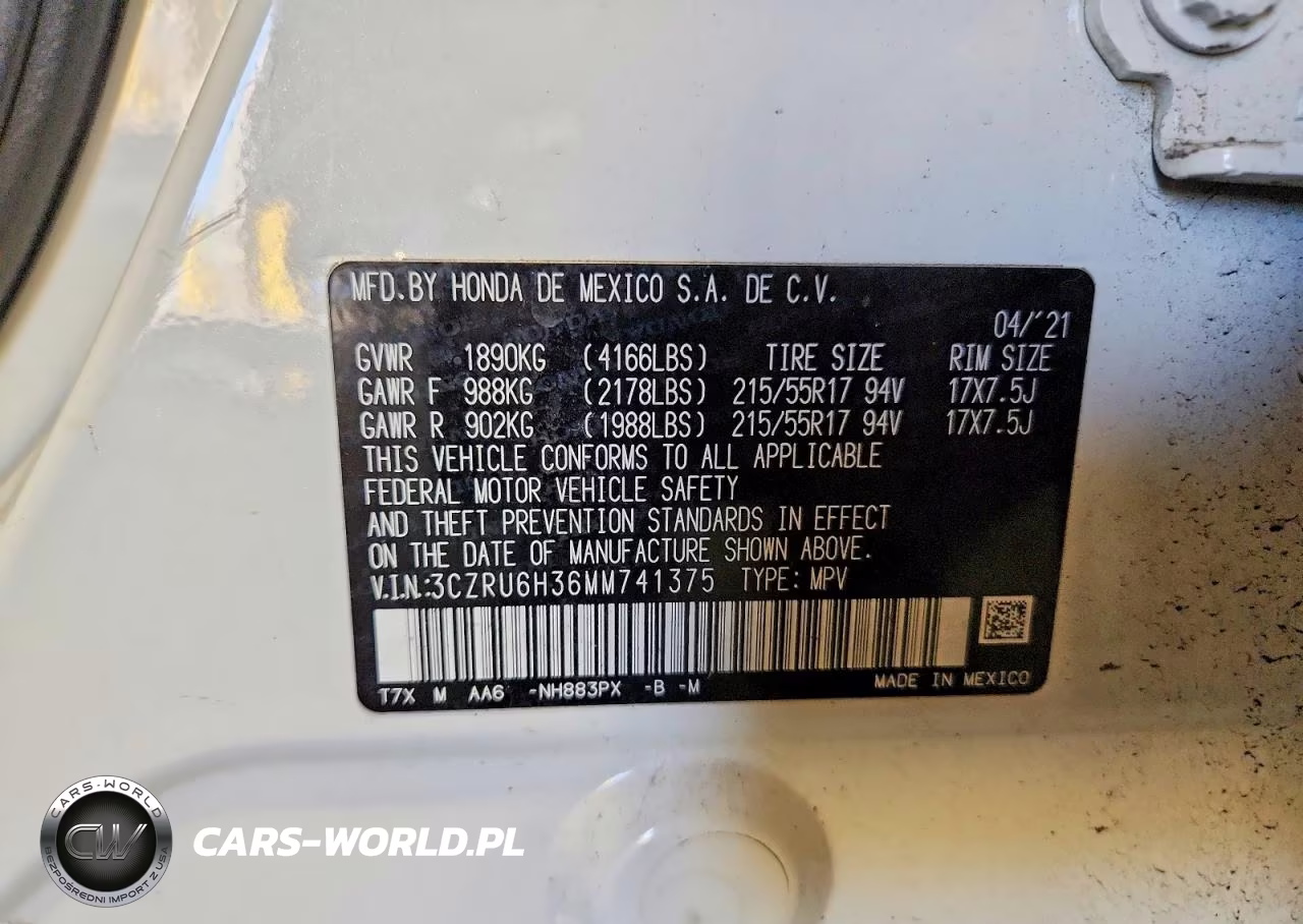 2021 Honda Hr-V Lx VIN:3CZRU6H36MM741375 - 13