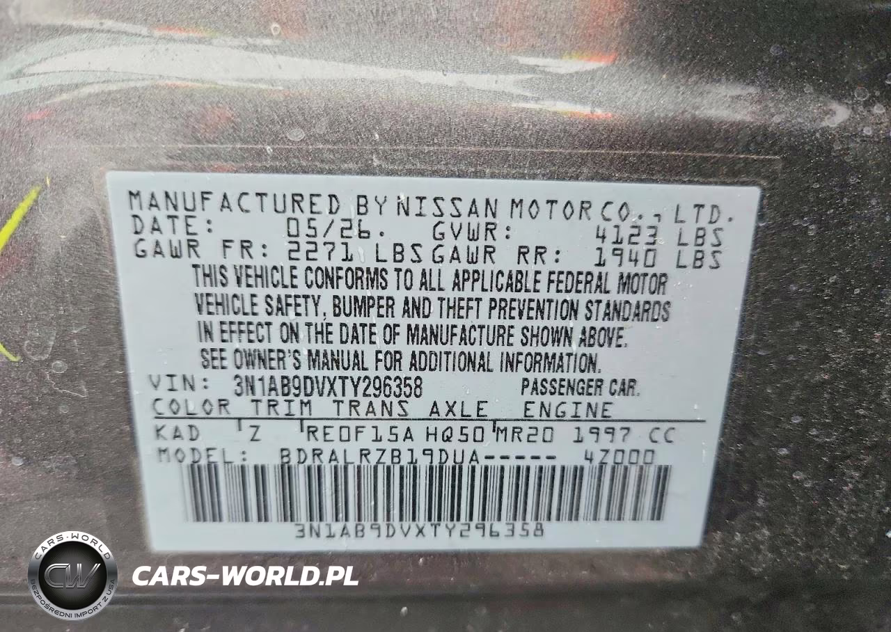 2026 Nissan Sentra Sr VIN:3N1AB9DVXTY296358 - 12