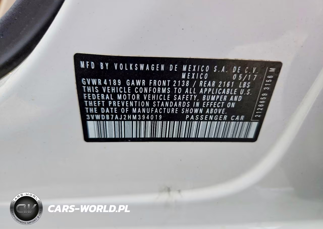 2017 Volkswagen Jetta Se VIN:3VWDB7AJ2HM394019 - 12