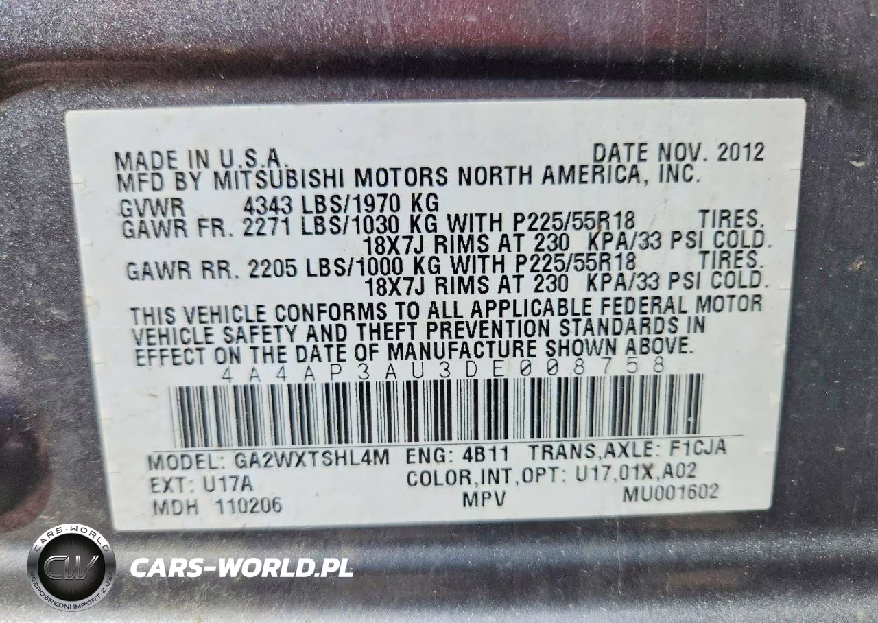 2013 Mitsubishi Outlander Sport Es VIN:4A4AP3AU3DE008758 - 13