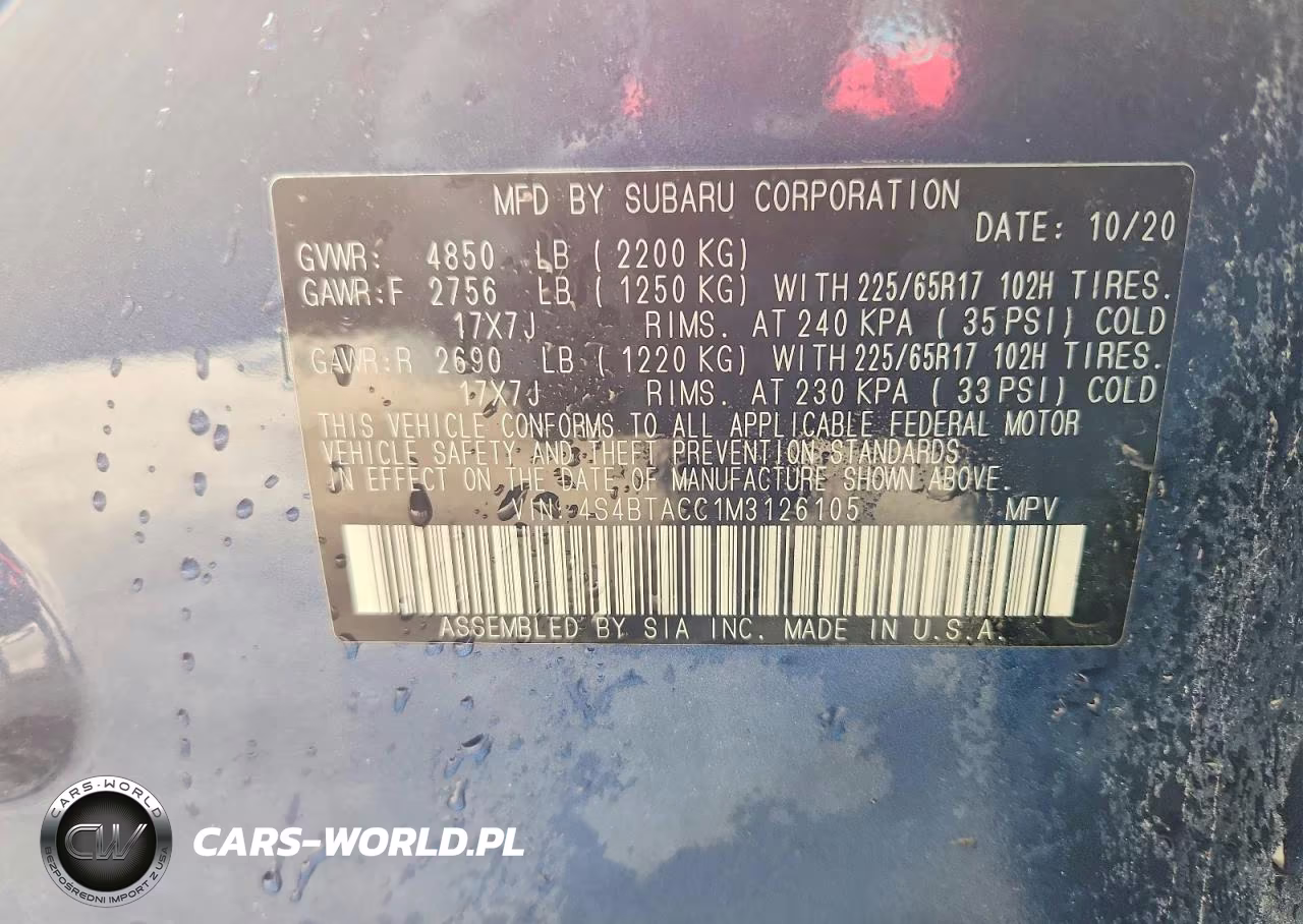 2021 Subaru Outback Premium VIN:4S4BTACC1M3126105 - 13