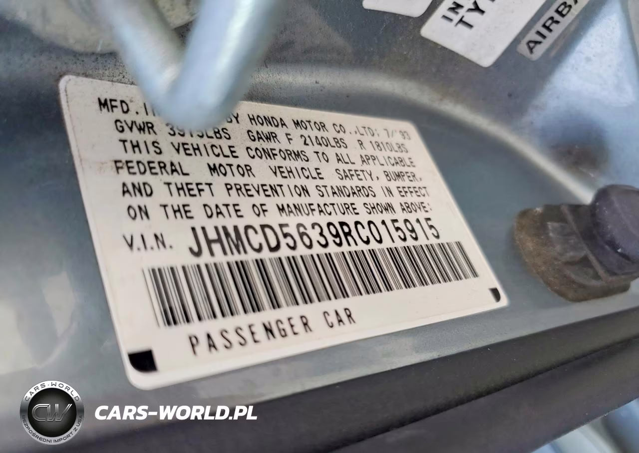 1994 Honda Accord Lx VIN:JHMCD5639RC015915 - 12
