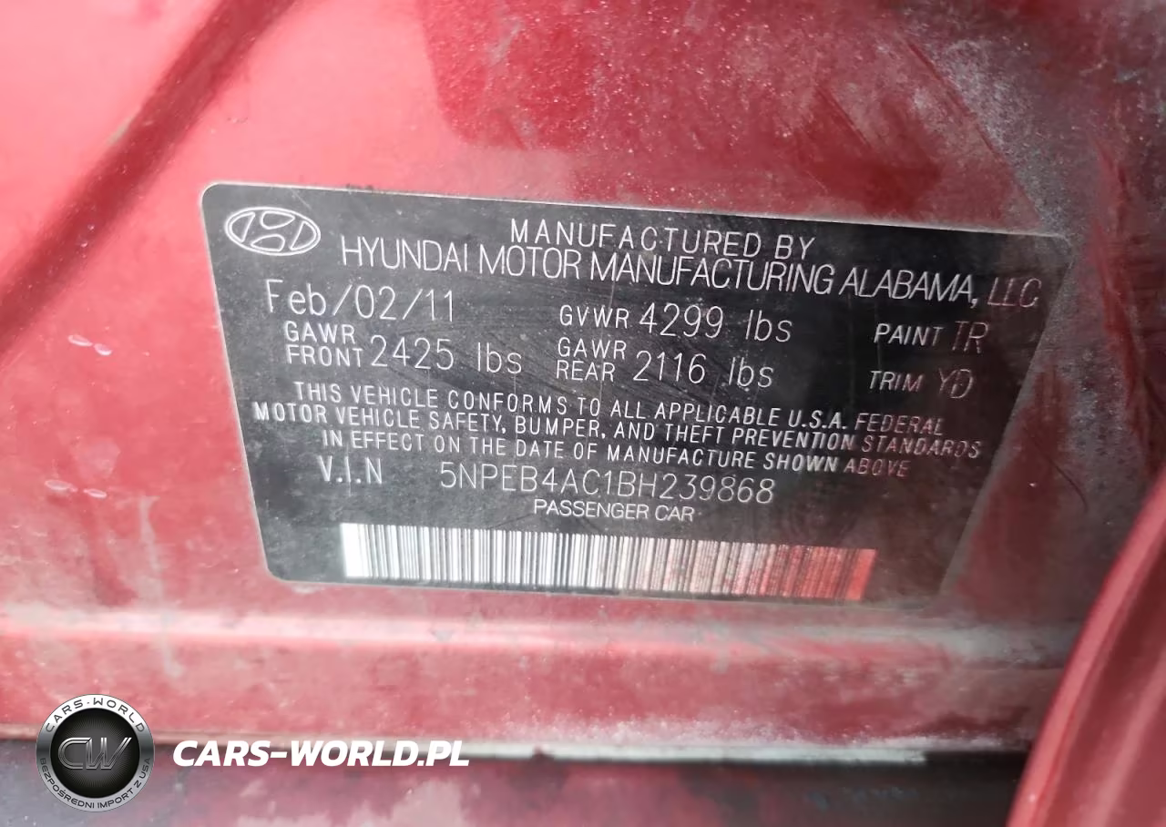 2011 Hyundai Sonata Gls VIN:5NPEB4AC1BH239868 - 12