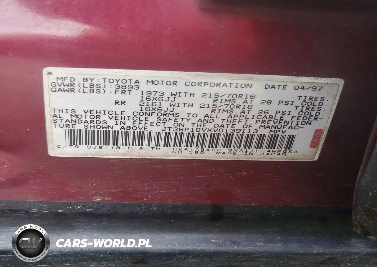 1997 Toyota Rav4 Base VIN:JT3HP10VXV0139113 - 13