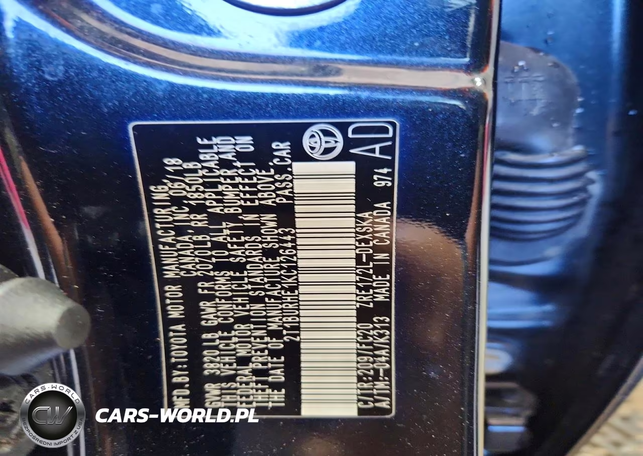2019 Toyota Corolla Se VIN:2T1BURHE1KC126443 - 12