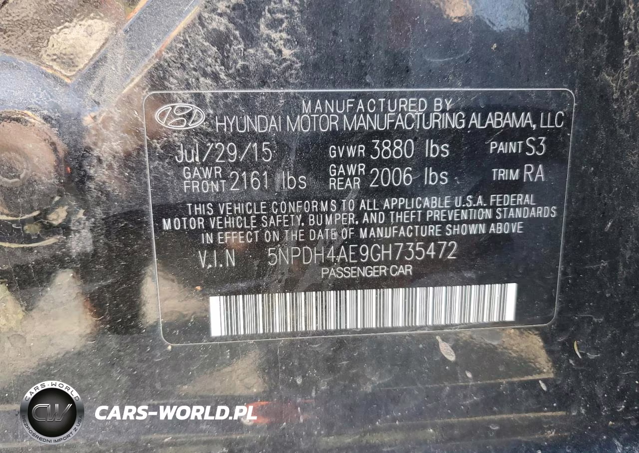 2016 Hyundai Elantra Se VIN:5NPDH4AE9GH735472 - 12