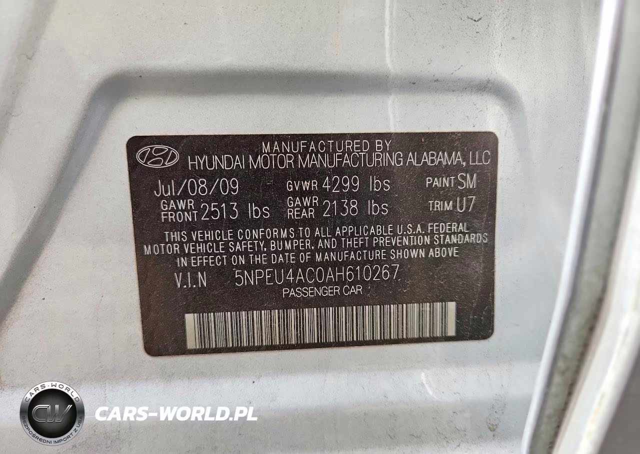 2010 Hyundai Sonata Se VIN:5NPEU4AC0AH610267 - 12