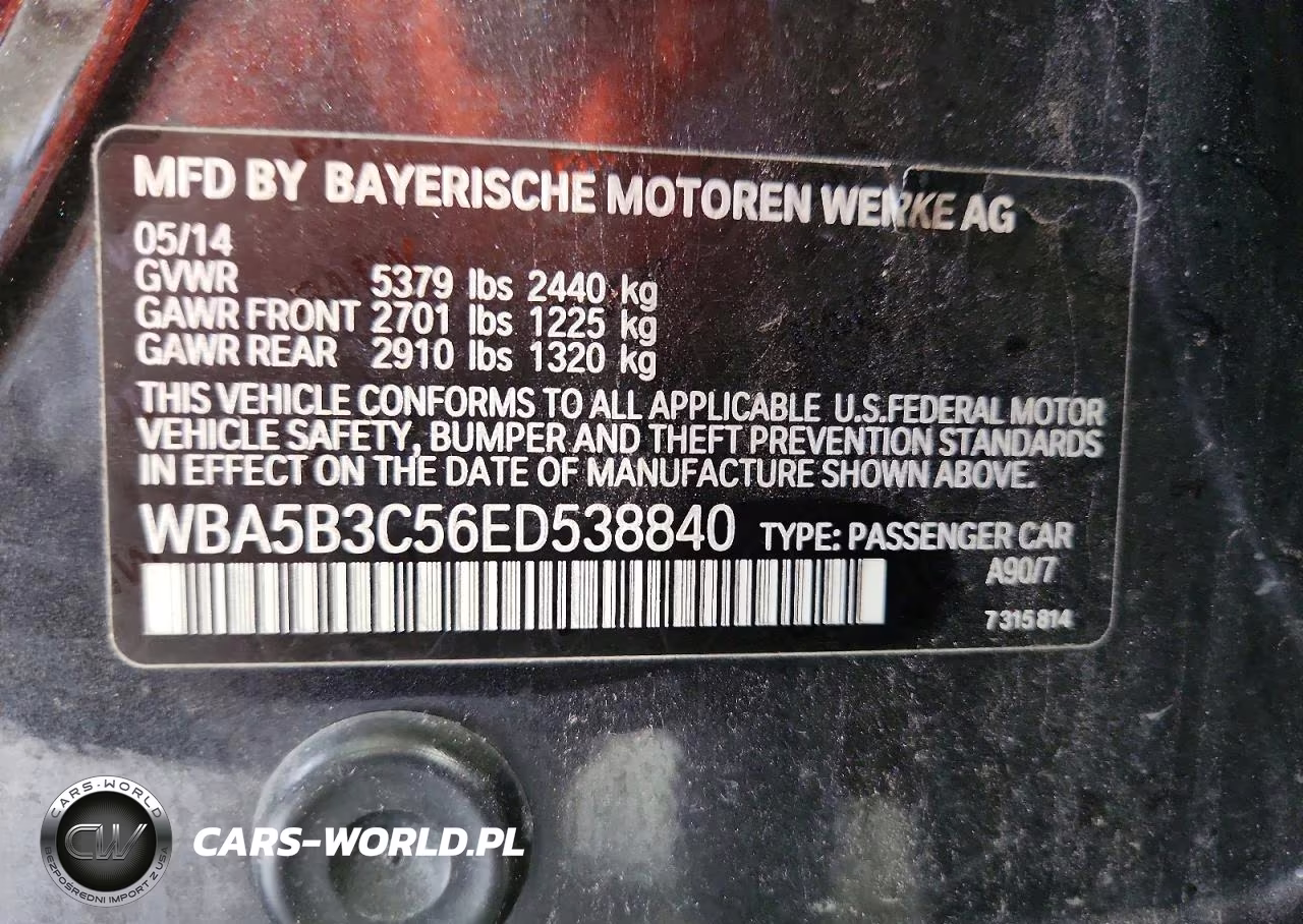 2014 BMW 535 Xi VIN:WBA5B3C56ED538840 - 13
