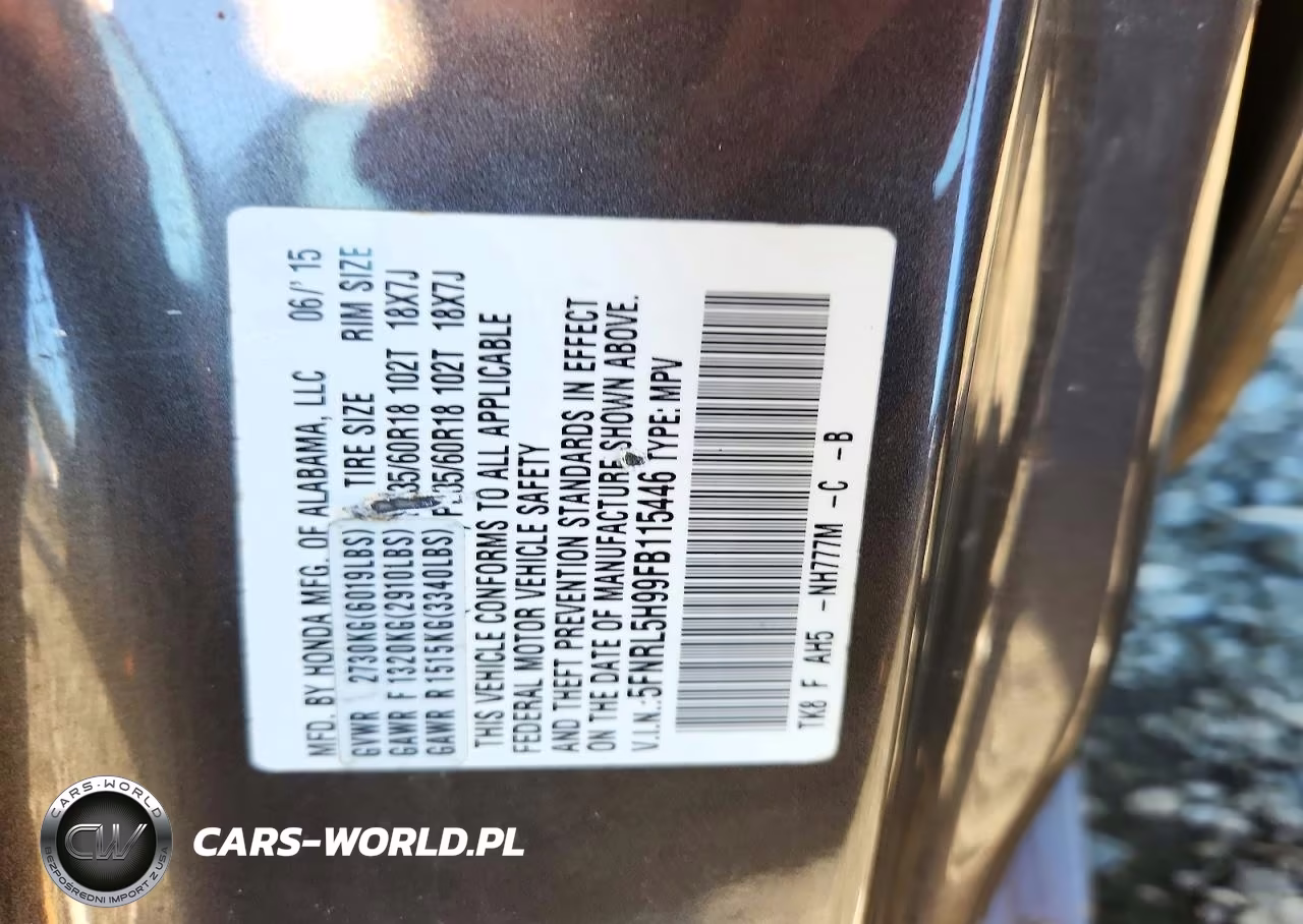 2015 Honda Odyssey Touring VIN:5FNRL5H99FB115446 - 13