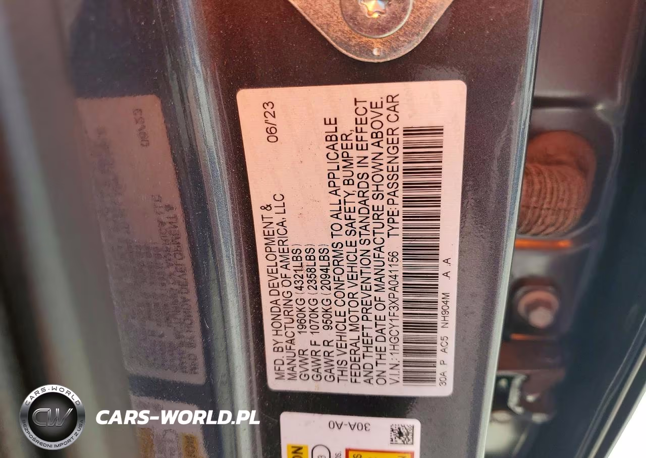 2023 Honda Accord Ex VIN:1HGCY1F3XPA041156 - 12