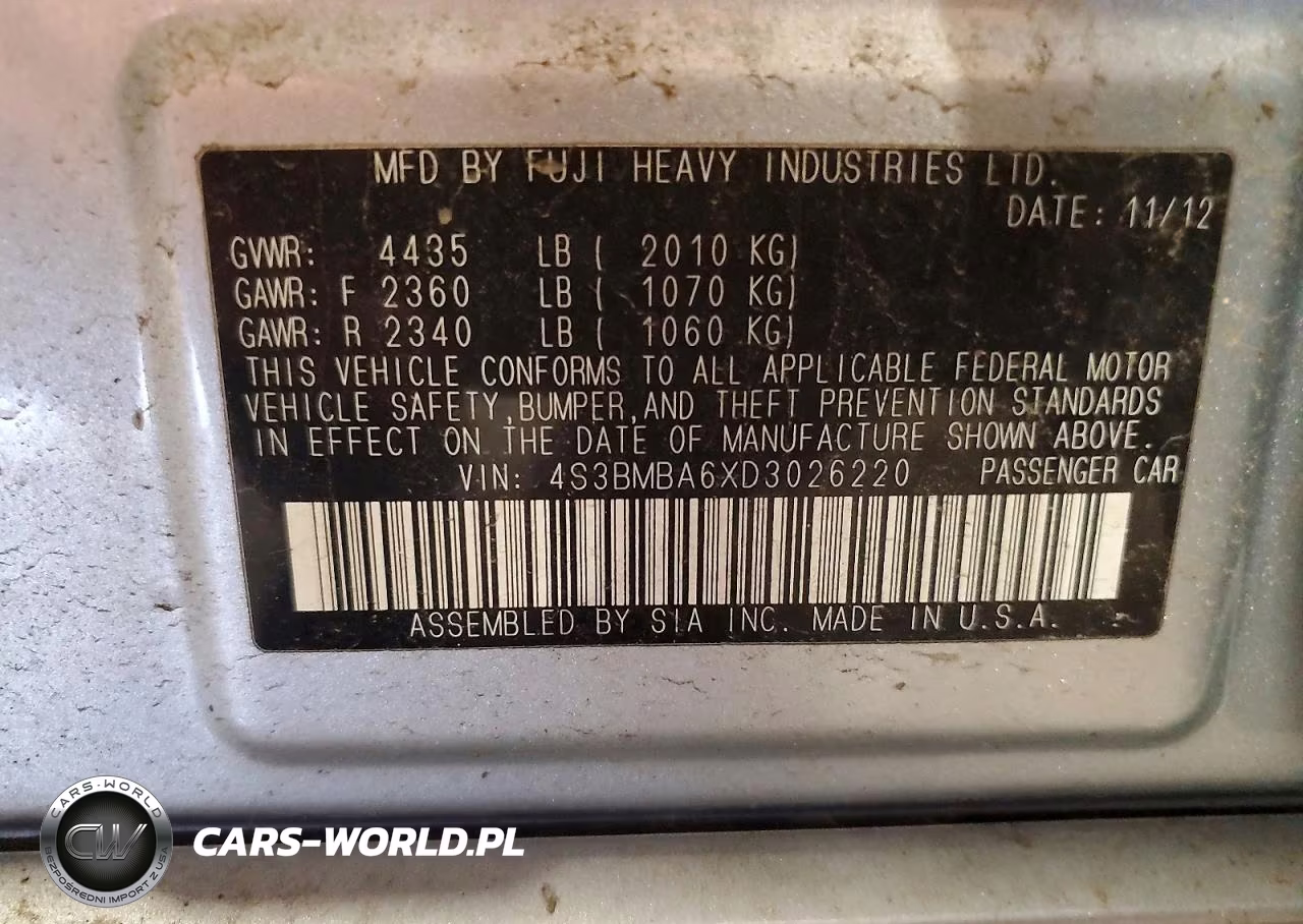 2013 Subaru Legacy 2.5I VIN:4S3BMBA6XD3026220 - 13