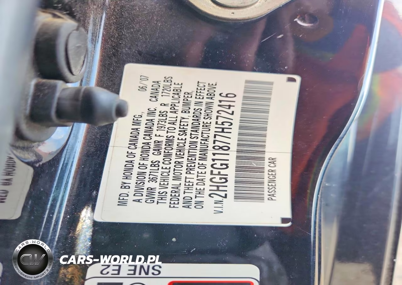 2007 Honda Civic Ex VIN:2HGFG11877H572416 - 12