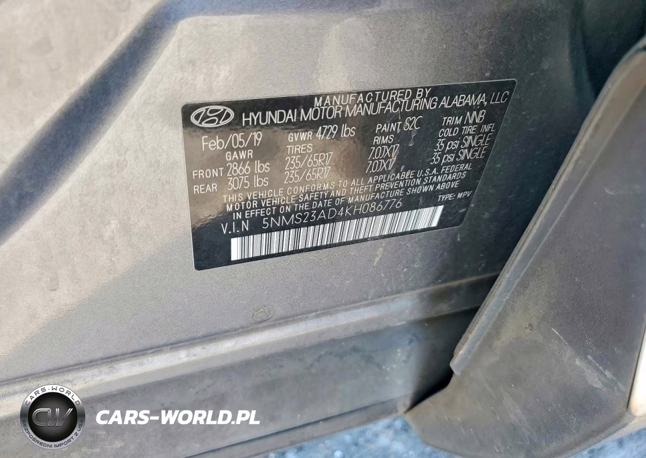 2019 Hyundai Santa Fe Se VIN:5NMS23AD4KH086776 - 12