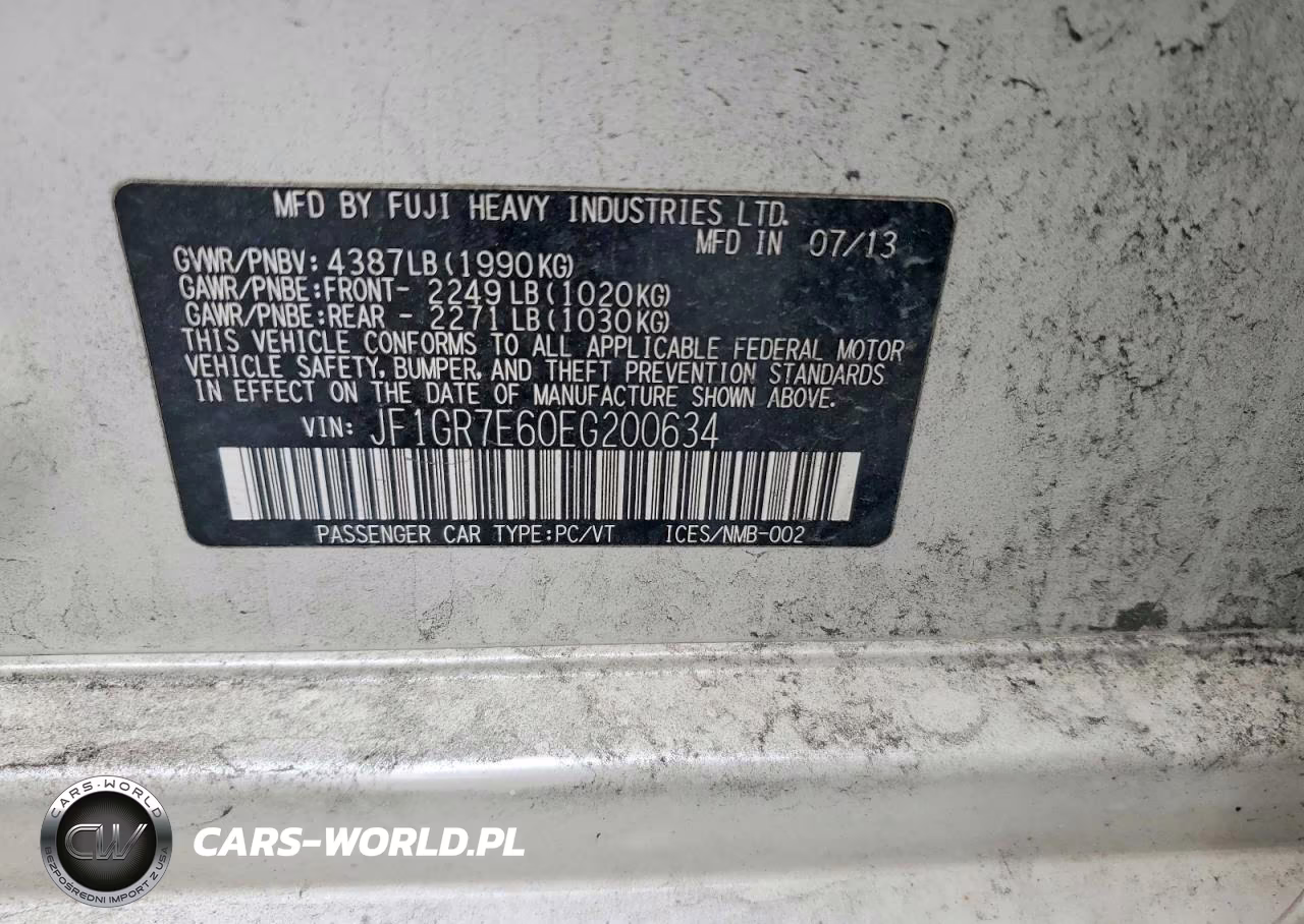 2014 Subaru Impreza Wrx VIN:JF1GR7E60EG200634 - 12