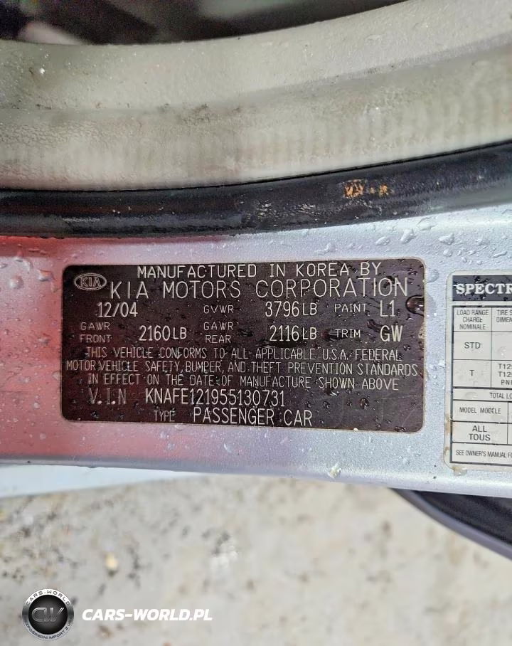 2005 Kia Spectra Lx VIN:KNAFE121955130731 - 12
