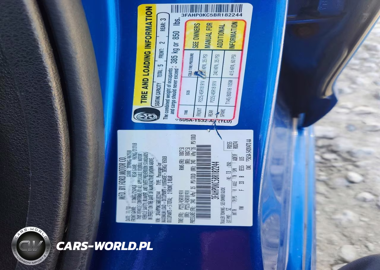 2011 Ford Fusion Sport VIN:3FAHP0KC5BR182244 - 12