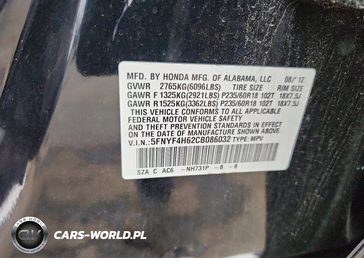 2012 Honda Pilot Exl VIN:5FNYF4H62CB086032 - 13