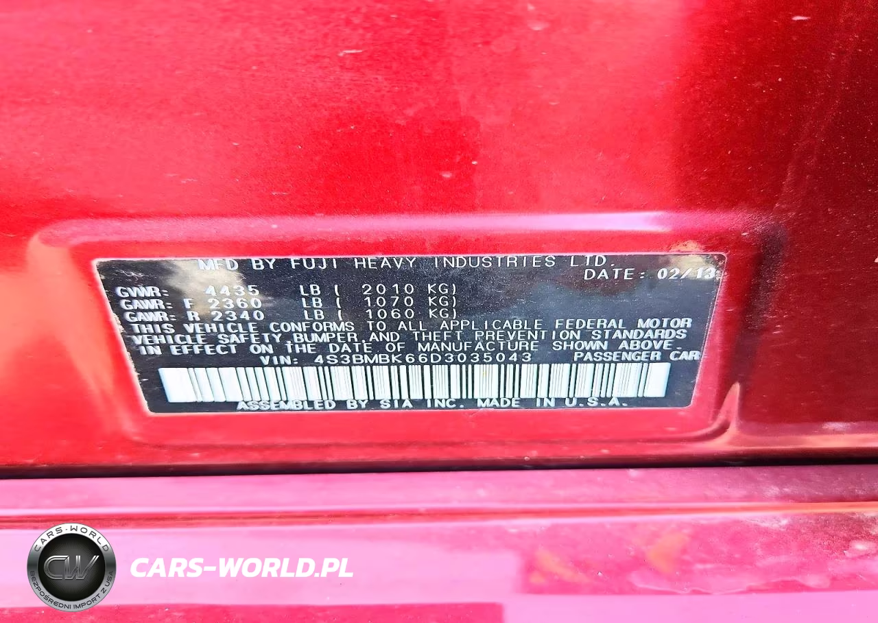 2013 Subaru Legacy 2.5I Limited VIN:4S3BMBK66D3035043 - 12