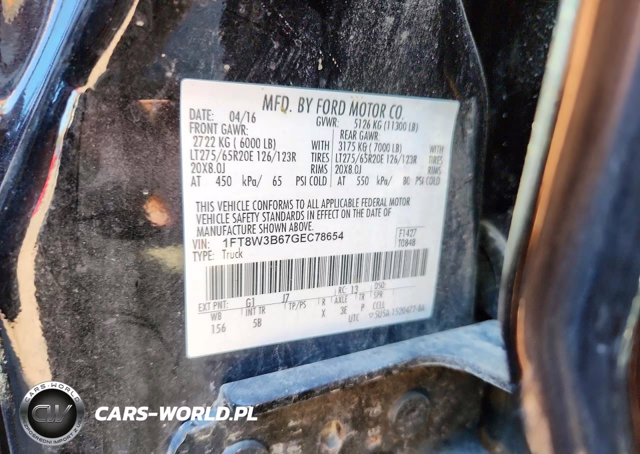 2016 Ford F350 Super Duty VIN:1FT8W3B67GEC78654 - 12